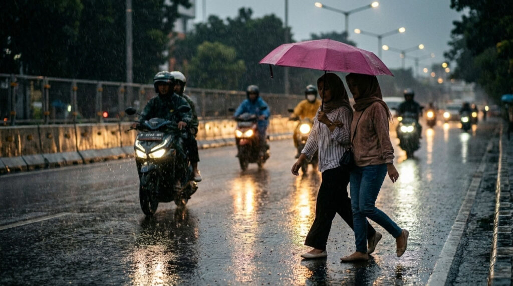 Waspada Cuaca Ekstrem: BMKG Tetapkan Status Siaga untuk Hujan Sangat Lebat di Sepuluh Wilayah hingga 25 Desember 2025